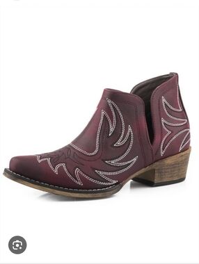 ROPER Womens Red Ava Western Ankle Western Cowboy Boots